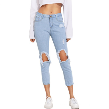 Pantalones de jean de algodón rasgados de las señoras Fashion Jeans para las mujeres